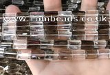 CNC829 8*12mm faceted rectangle white crystal & smoky quartz beads