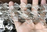 CNC834 14*14mm twisted diamond white crystal & smoky quartz beads