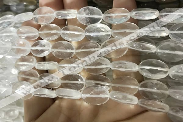 CNC841 15.5 inches 10*14mm faceted oval white crystal beads