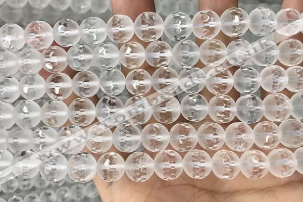 CNC852 15.5 inches 10mm faceted round white crystal beads