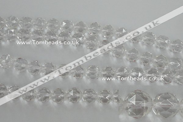 CNC90 15.5 inches 10mm faceted round natural white crystal beads