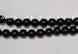 CNE01 15.5 inches 4mm round black stone needle beads wholesale