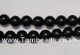 CNE03 15.5 inches 8mm round black stone needle beads wholesale