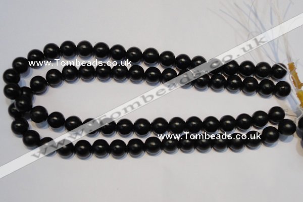 CNE03 15.5 inches 8mm round black stone needle beads wholesale