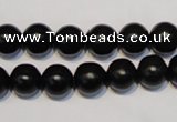 CNE05 15.5 inches 12mm round black stone needle beads wholesale