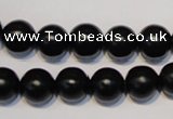 CNE06 15.5 inches 14mm round black stone needle beads wholesale