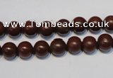 CNE09 15.5 inches 8mm round red stone needle beads wholesale