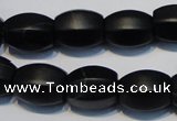 CNE16 15.5 inches 12*16mm drum black stone needle beads wholesale