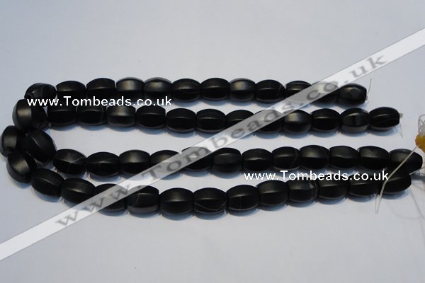 CNE16 15.5 inches 12*16mm drum black stone needle beads wholesale