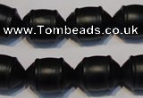 CNE17 15.5 inches 12*16mm barrel black stone needle beads wholesale