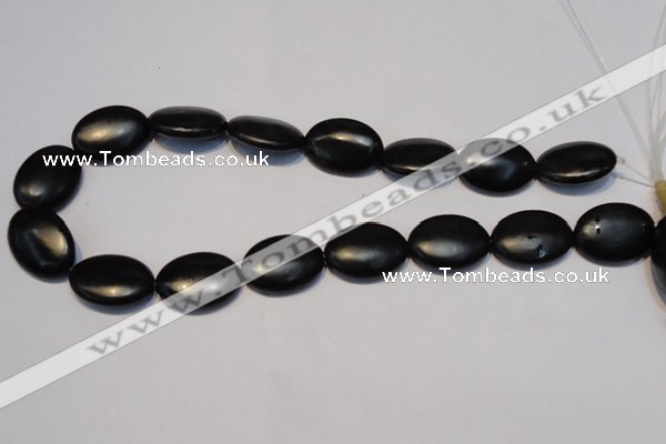 CNE18 15.5 inches 18*25mm oval black stone needle beads wholesale