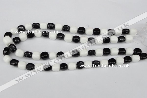 CNG02 15.5 inches 9*12mm nuggets black & white agate beads