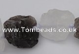 CNG1007 15.5 inches 15*25mm - 25*30mm nuggets white & smoky quartz beads