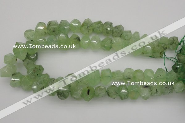 CNG1022 10*14mm - 15*20mm faceted nuggets green rutilated quartz beads