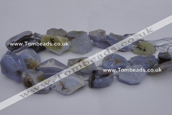 CNG1042 15.5 inches 15*20mm - 30*40mm nuggets blue lace agate beads