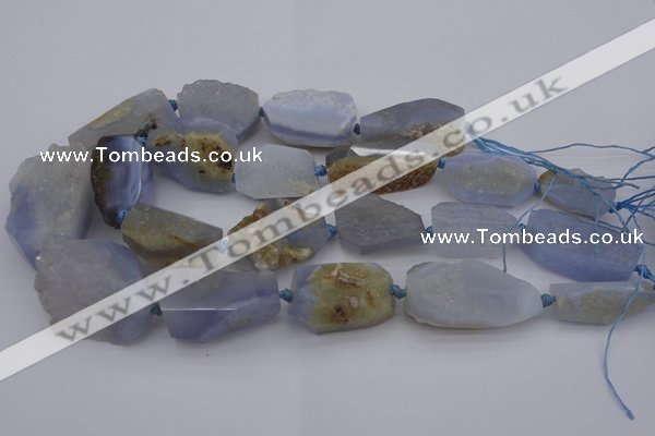 CNG1043 15.5 inches 18*25mm - 30*40mm nuggets blue lace agate beads