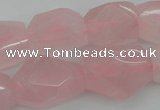 CNG1056 15.5 inches 12*16mm - 15*20mm faceted nuggets rose quartz beads