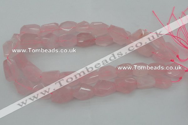 CNG1056 15.5 inches 12*16mm - 15*20mm faceted nuggets rose quartz beads