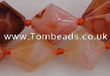 CNG1066 15.5 inches 13*18mm - 16*22mm faceted bicone red agate beads