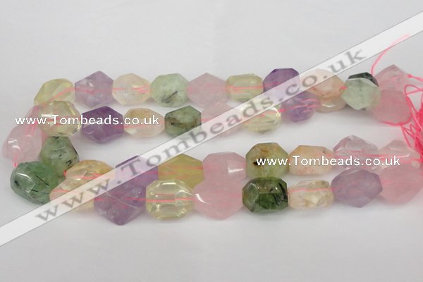 CNG1079 12*16mm - 15*20mm faceted nuggets multicolor quartz beads