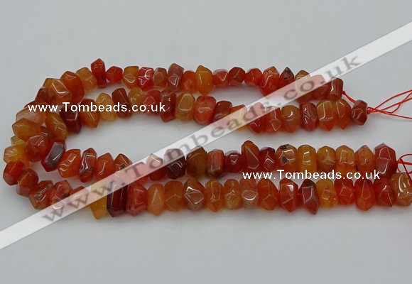 CNG1170 15.5 inches 8*14mm - 10*18mm faceted nuggets carnelian beads