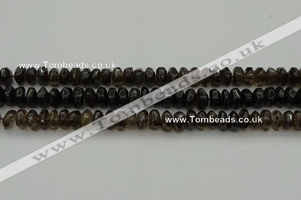 CNG1181 15.5 inches 6*14mm - 8*14mm nuggets smoky quartz beads