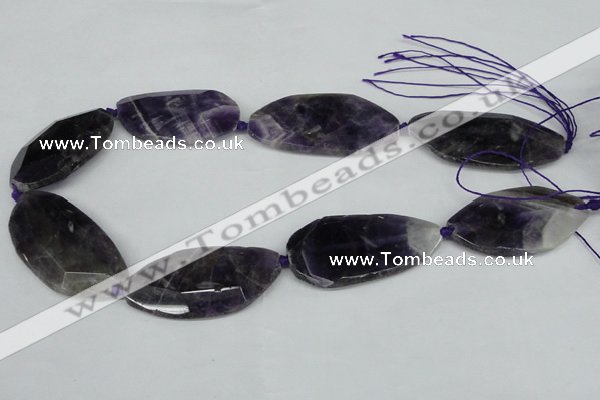 CNG1227 15.5 inches 20*40mm - 25*50mm freeform amethyst beads