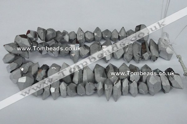 CNG1300 15.5 inches 10*20mm - 15*30mm faceted nuggets plated quartz beads