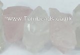 CNG1310 15*22mm – 16*35mm nuggets white crystal & rose quartz beads