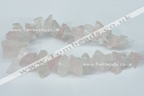 CNG1310 15*22mm – 16*35mm nuggets white crystal & rose quartz beads