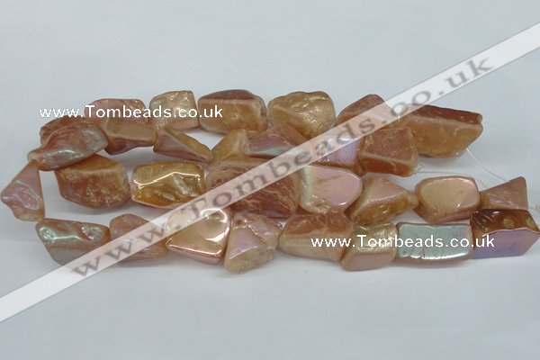 CNG1321 15.5 inches 15*30mm – 25*35mm nuggets plated quartz beads