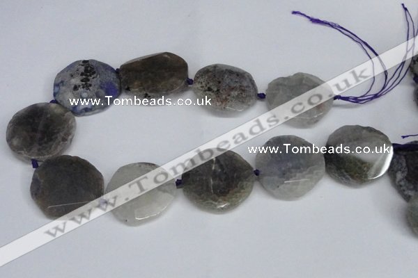 CNG1410 15.5 inches 30*35mm - 35*38mm faceted freeform agate beads