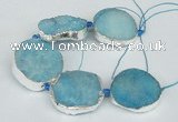 CNG1492 8 inches 30*35mm - 35*45mm freeform agate beads with brass setting