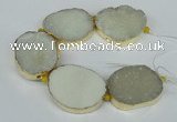 CNG1497 8 inches 30*35mm - 35*45mm freeform agate beads with brass setting