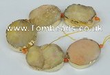 CNG1498 8 inches 30*35mm - 35*45mm freeform agate beads with brass setting