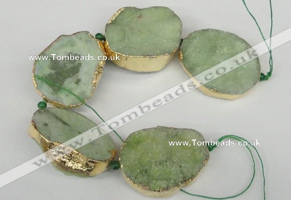 CNG1500 8 inches 30*35mm - 35*45mm freeform agate beads with brass setting