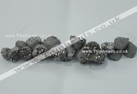 CNG1536 7.5 inches 10*14mm - 15*20mm nuggets plated druzy agate beads