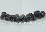 CNG1537 7.5 inches 10*14mm - 15*20mm nuggets plated druzy agate beads