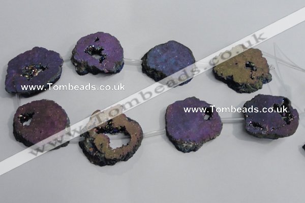 CNG1563 30*40mm - 40*50mm freeform plated druzy agate beads