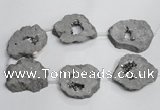 CNG1568 30*40mm - 40*50mm freeform plated druzy agate beads