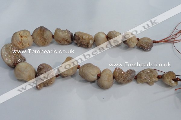 CNG1576 18*25mm - 20*30mm nuggets plated druzy agate beads