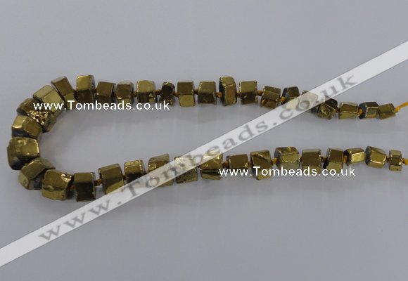 CNG1582 15.5 inches 8*12mm - 12*20mm nuggets plated quartz beads