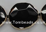 CNG1600 8 inches 38*45mm - 45*48mm freeform agate beads with brass setting