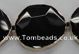 CNG1600 8 inches 38*45mm - 45*48mm freeform agate beads with brass setting