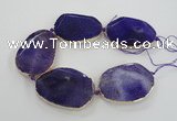 CNG1610 7.5 inches 40*55mm freeform agate beads with brass setting