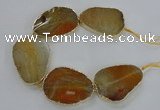 CNG1620 8 inches 35*50mm - 45*55mm freeform agate beads with brass setting