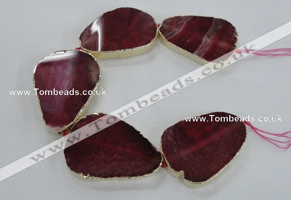 CNG1621 8 inches 35*50mm - 45*55mm freeform agate beads with brass setting