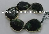 CNG1626 8 inches 40*45mm - 45*50mm freeform agate beads with brass setting