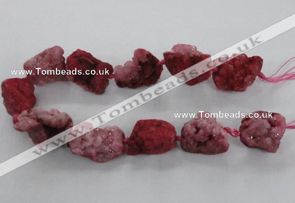 CNG1649 15.5 inches 22*30mm - 25*45mm nuggets plated druzy agate beads