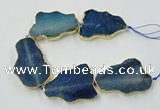 CNG1652 8 inches 35*50mm - 45*65mm freeform agate beads with brass setting